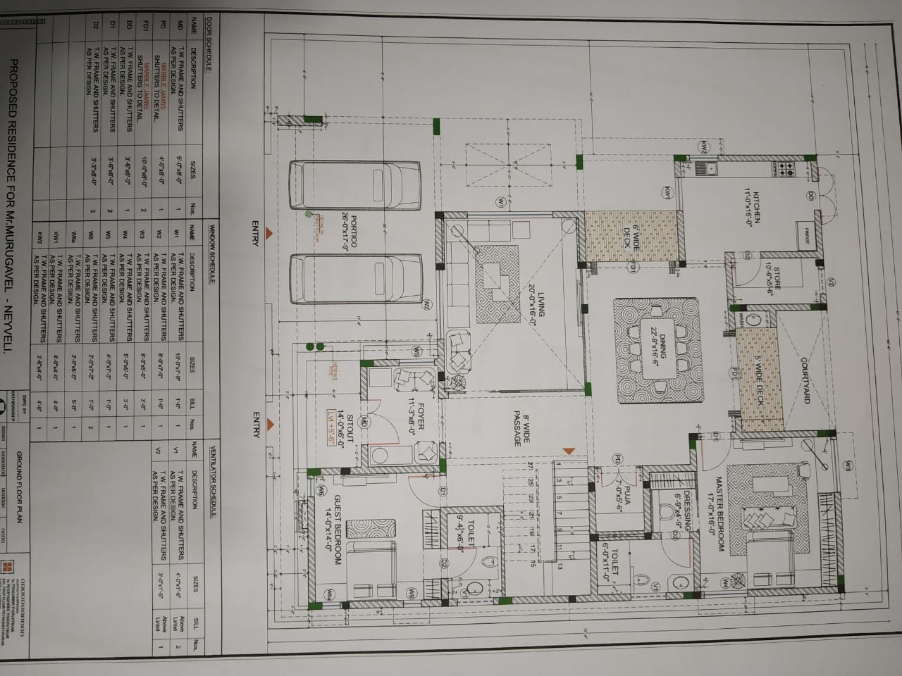 Architectural ground floor plan for a proposed residence